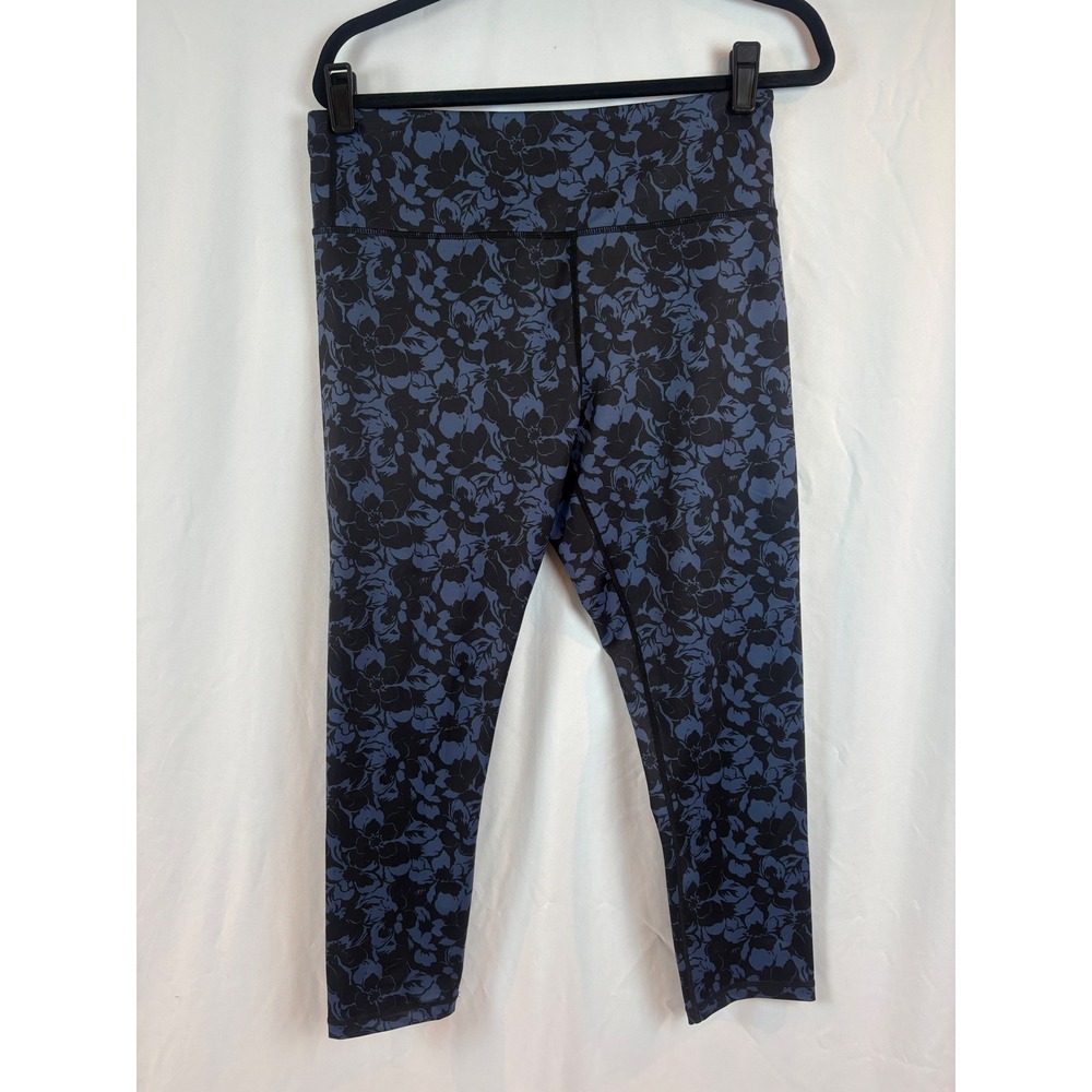 Zyia Active Navy Black Floral High Rise Cropped Leggings Women‎ Size 14/16